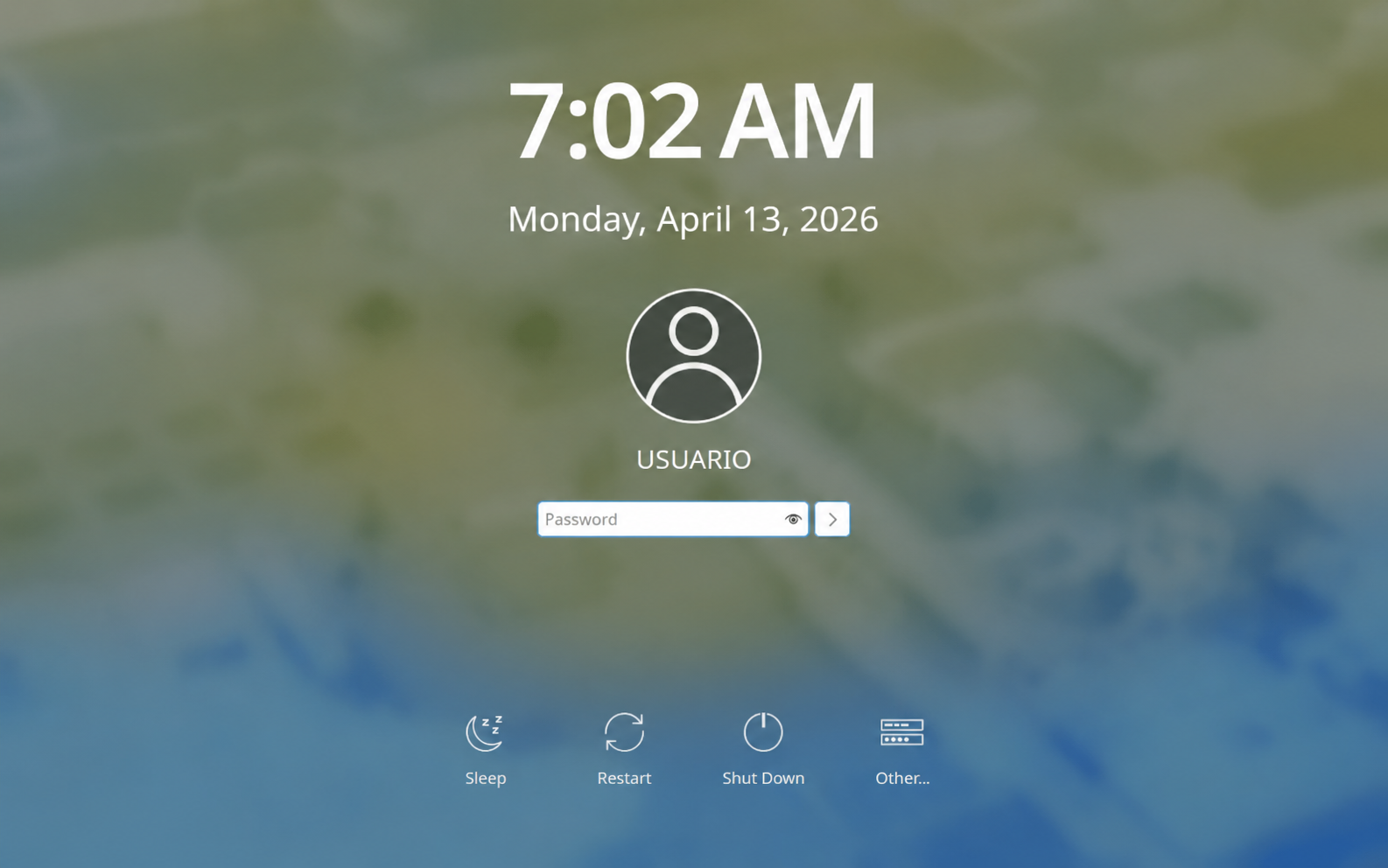 Pantalla de inicio de sesión de Fedora KDE