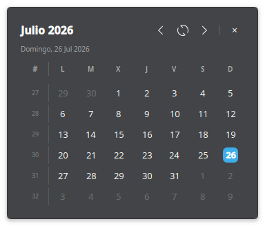 Popup de calendario y reloj